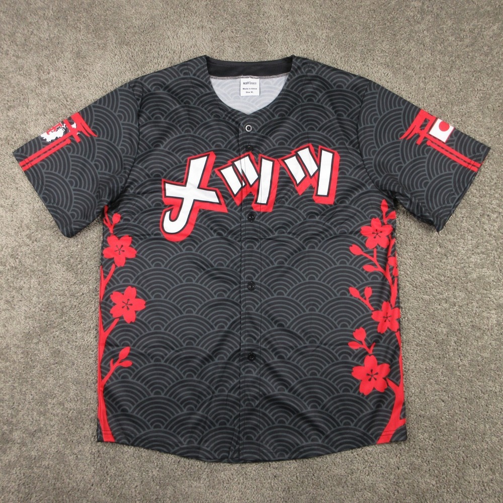 New York Mets Jersey Mens XL Black Red Japanese Heritage Night Stadium Giveaway